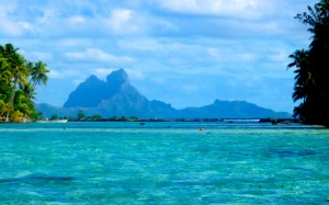 View of Bora Bora from Stern of Amandla