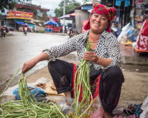 Woman Selling Vegetables At Lai Chau Market