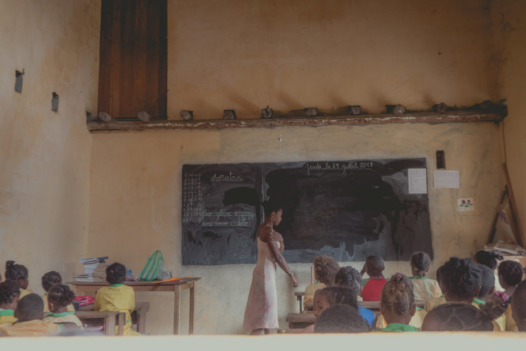 School Children And Teacher In Classroom at Nosy Komba