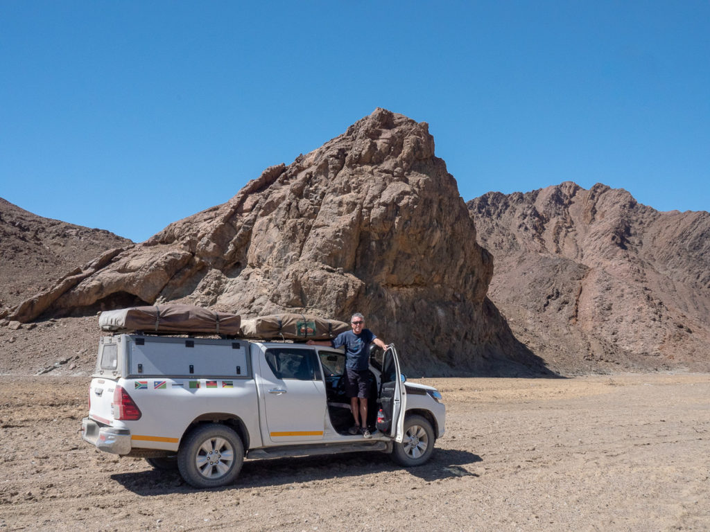 Tented 4X4 off-road with passenger in Namibia