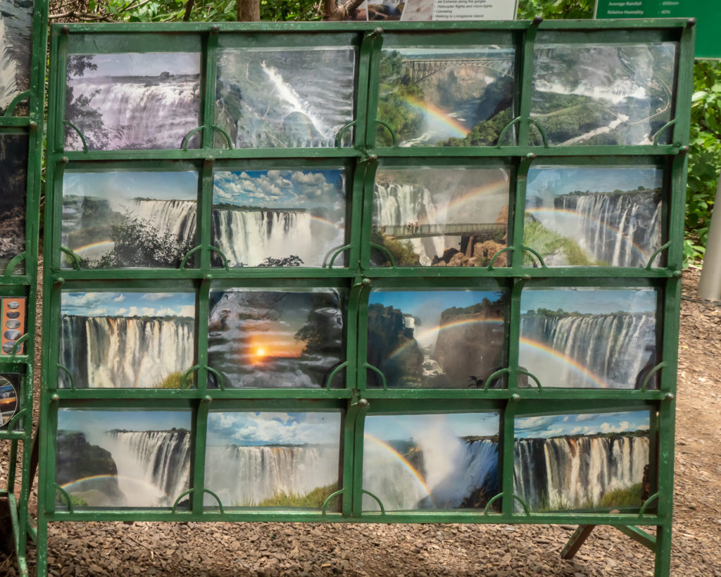 Photographs on display at Victoria Falls Zambia side