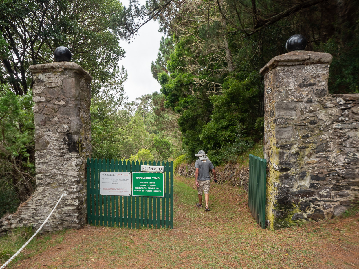 Entry gate to Napoleon's Tomb in Saint Helena with tourist entering