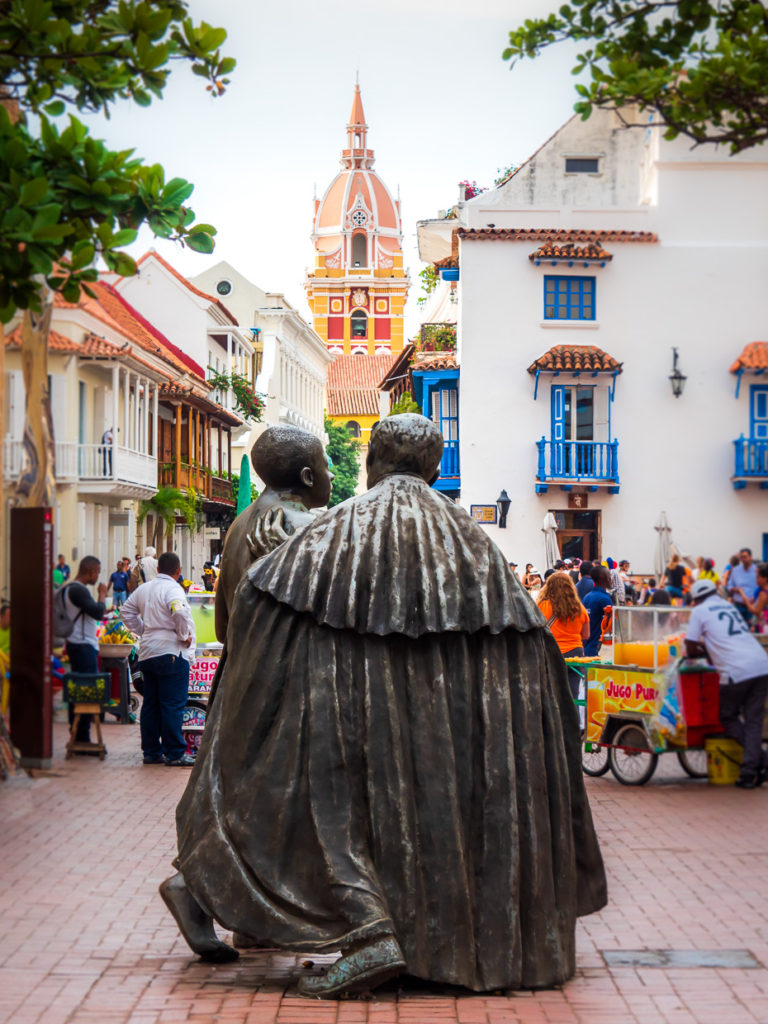 Rear View of San Pedro Statue Facing Cartagena Cathedral  