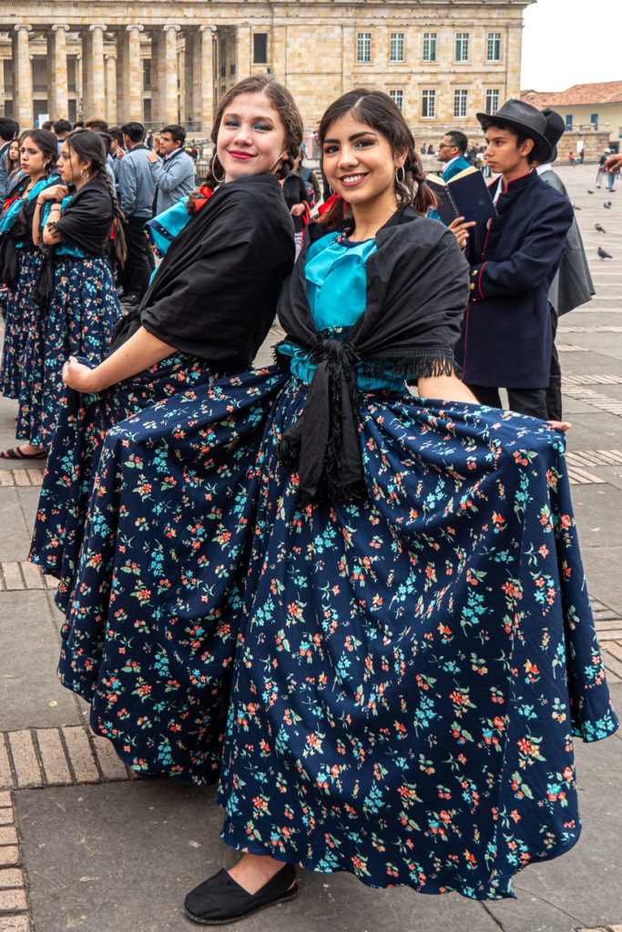 Image of two lovely Senoritas at Bolivar parade in Bogota 2019