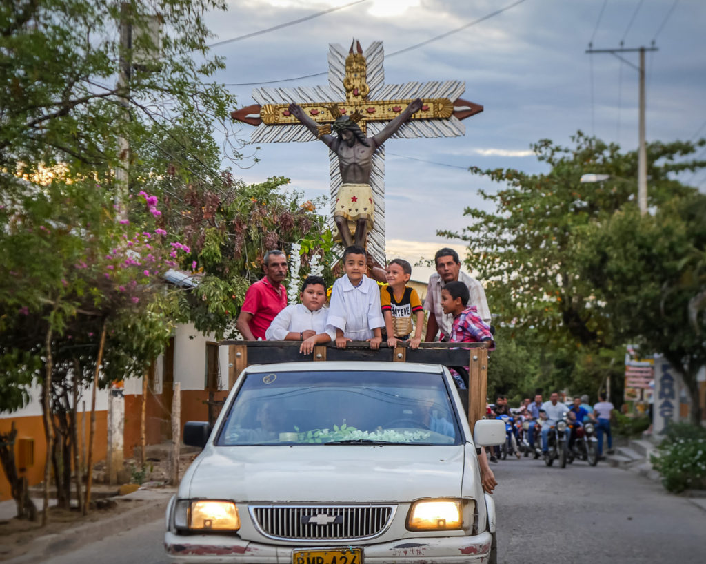 Devotees celebrating in the streets of Villavieja
