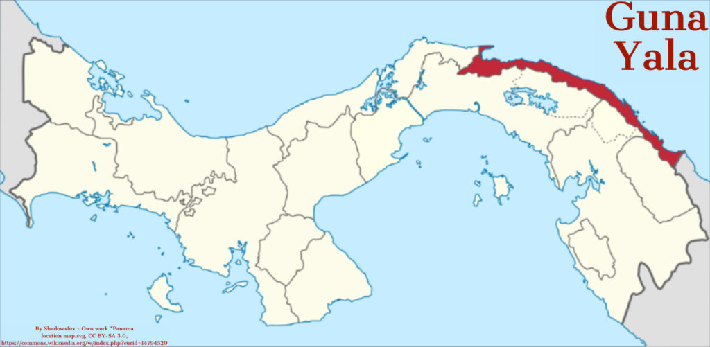 Guna Yala Map By Shadowxfox - Own work *Panama location map.svg, CC BY-SA 3.0, https://commons.wikimedia.org/w/index.php?