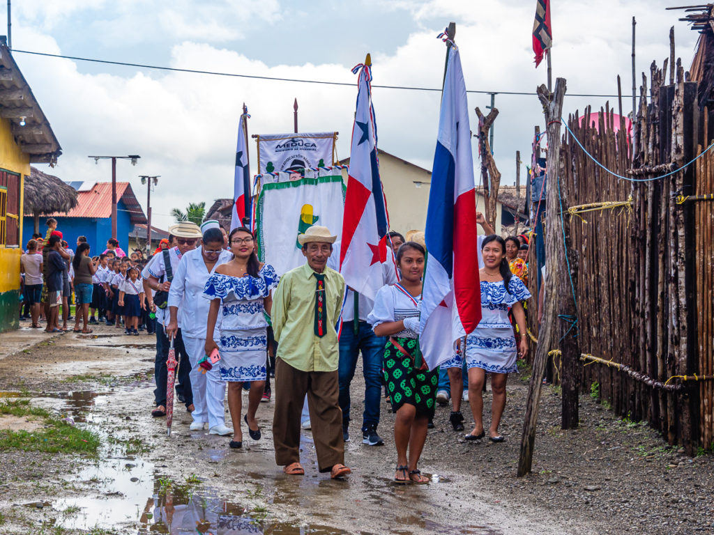 Gunas Carry Panamanian Flags For Independence Day
