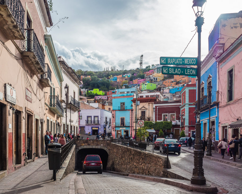 Guanajuato's historic center is accessible through a series of winding tunnels